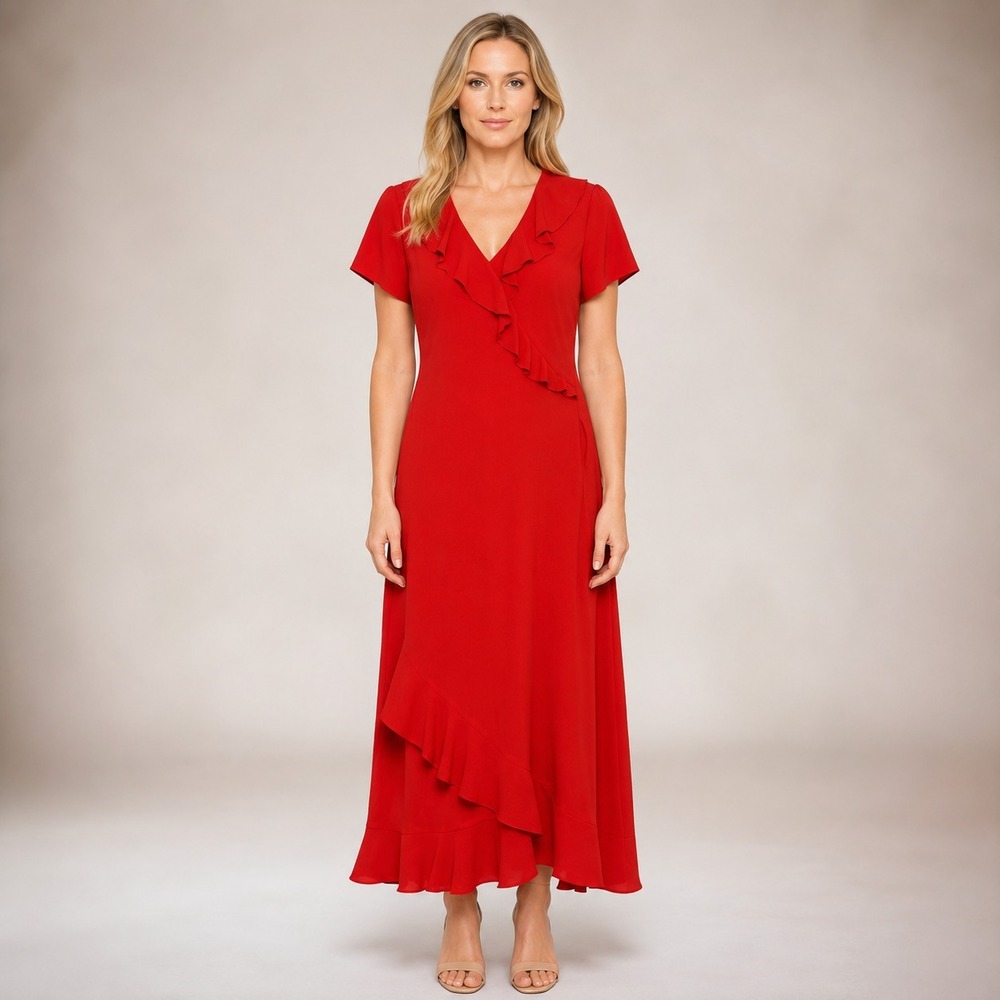 Sheri Martin‎ New York Midi Dress Willa Ruffle Whimsy Fairy Valentine Size 12